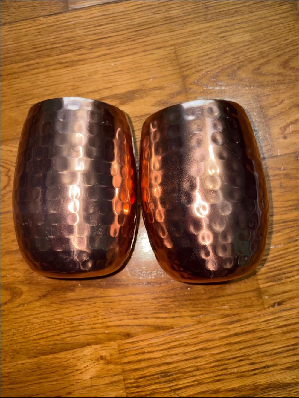 Insulated copper mule cups.